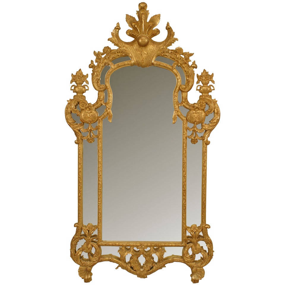 French Regency Style Carved Giltwood Wall Mirror For Sale
