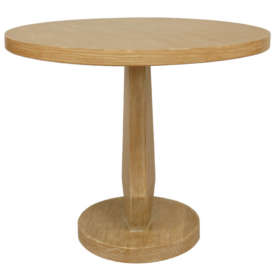 American Mid-Century Limewood Round End Table