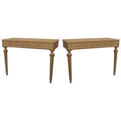 Pair of Italian Neo-Classic Gilt and Marble Console Tables