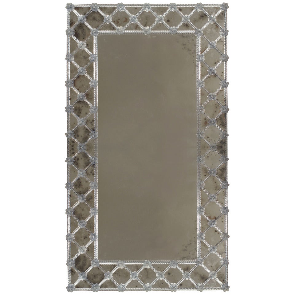20th c. Venetian Wall Mirror with an Applied Glass Frame