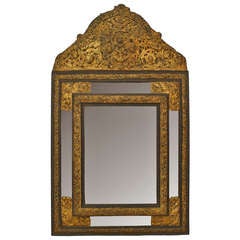 18th c. Dutch Hammered Brass Mirror