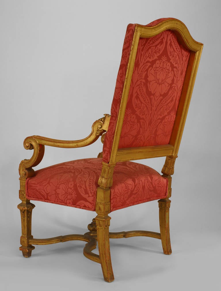 Set of 9 19th c. French Louis XIV Upholstered Giltwood Chairs For Sale