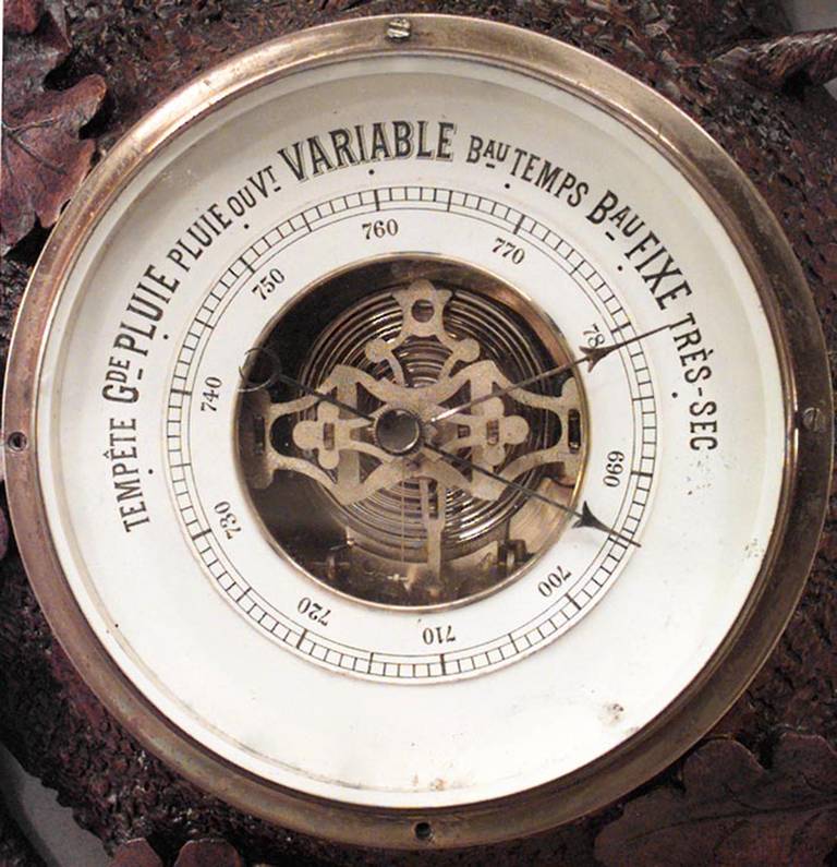 Barometer aus schwarzem Walnussholz, rustikales Stil (19. Jahrhundert) im Angebot