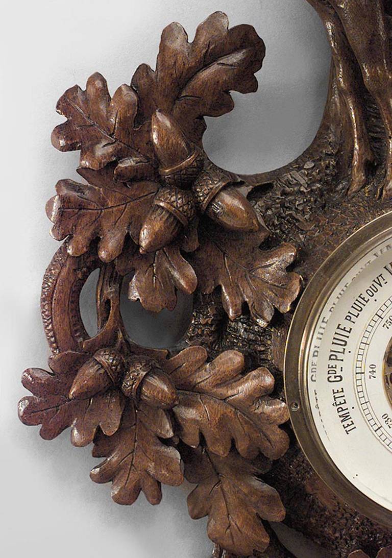 19th Century Rustic Black Forest Walnut Barometer For Sale