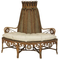 French Victorian Wicker Loveseat