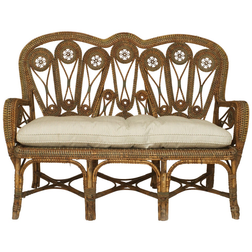19th c. American Natural Wicker Loveseat, by Larkin and Co. For Sale at