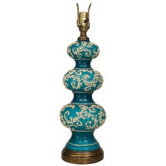 19th c. French Tiered Blue Porcelain Lamp