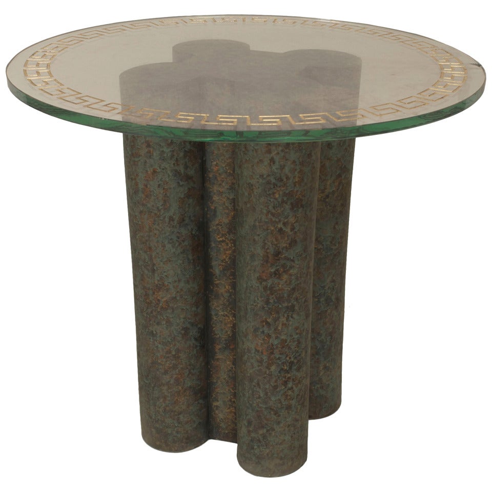 American Post-War Green Marbleized Terra Cotta End Table For Sale