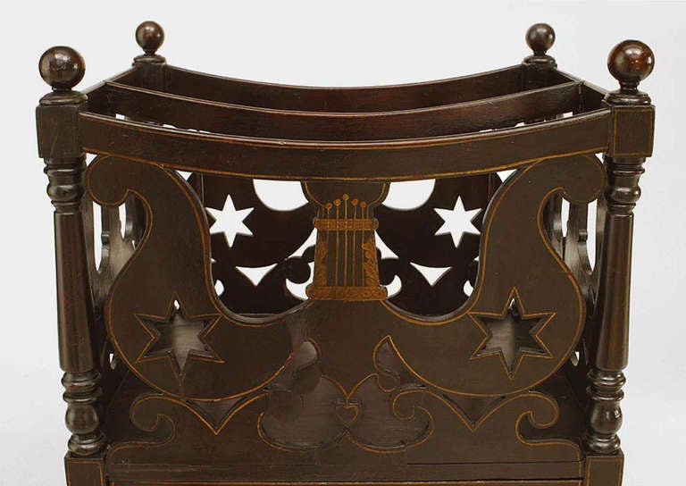 19th c. American Empire Carved Canterbury or Magazine Rack In Good Condition In New York, NY