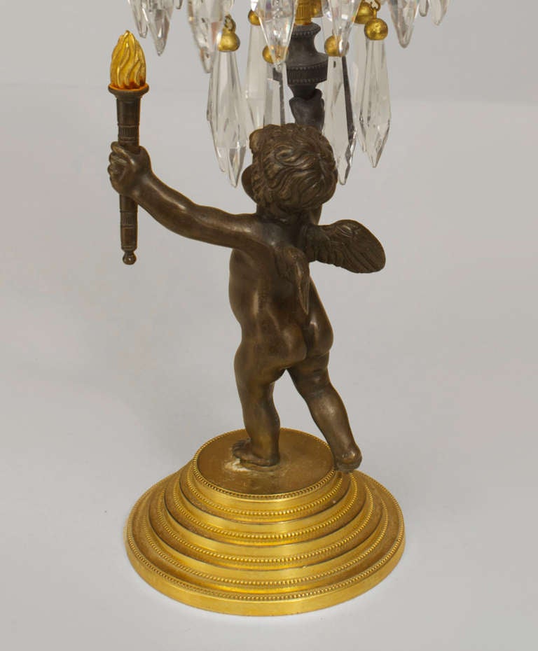 Pair of 19th c. Charles X Cherub Candlesticks In Excellent Condition In New York, NY