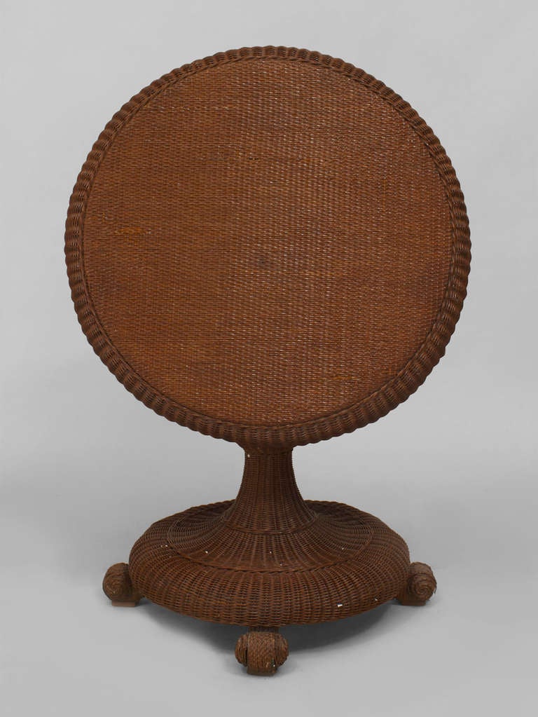 Victorian Heywood-Wakefield Attributed 19th c. Woven Wicker Tilt Top Table