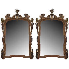 Pair of Large Spectacularly Carved 19th c. Italian Wall Mirrors 3
