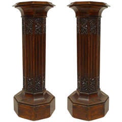 Pair of 19th c. Gothic Revival Mahogany Pedestals