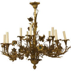 Turn of the Century French Brass Floral Chandelier
