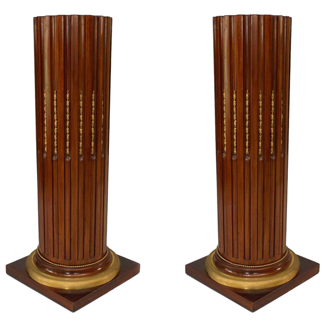 Pair of French Louis XVI Mahogany Column Pedestals For Sale