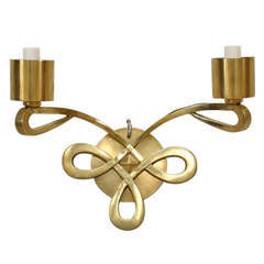 1940's French Art Deco Loop Design Single Sconce Attributed to Jules Leleu 9