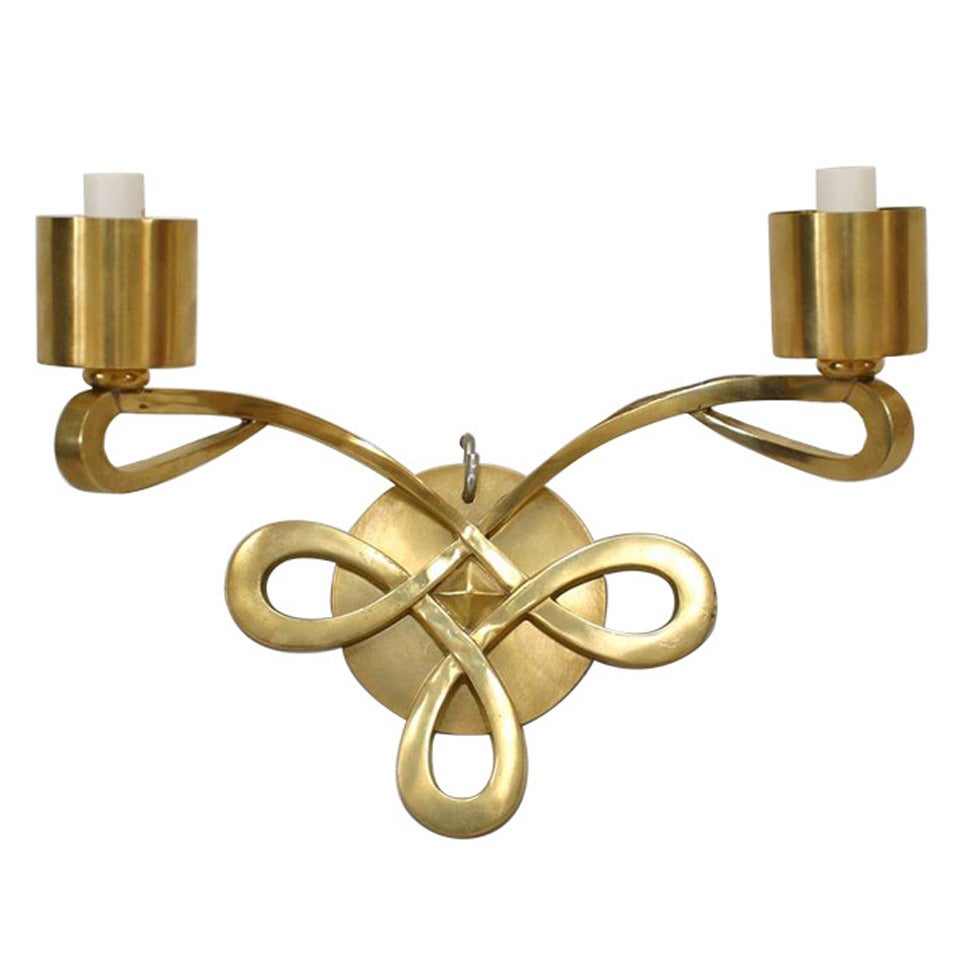 Jules Leleu French Mid-Century Leleu Bronze Wall Sconce