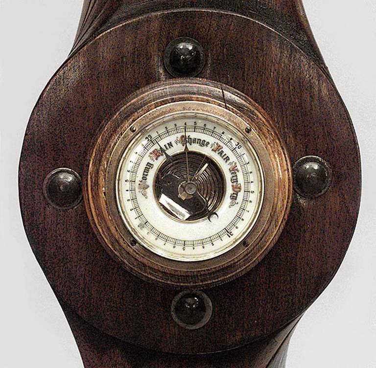 American Art Deco Wood Propeller Barometer For Sale