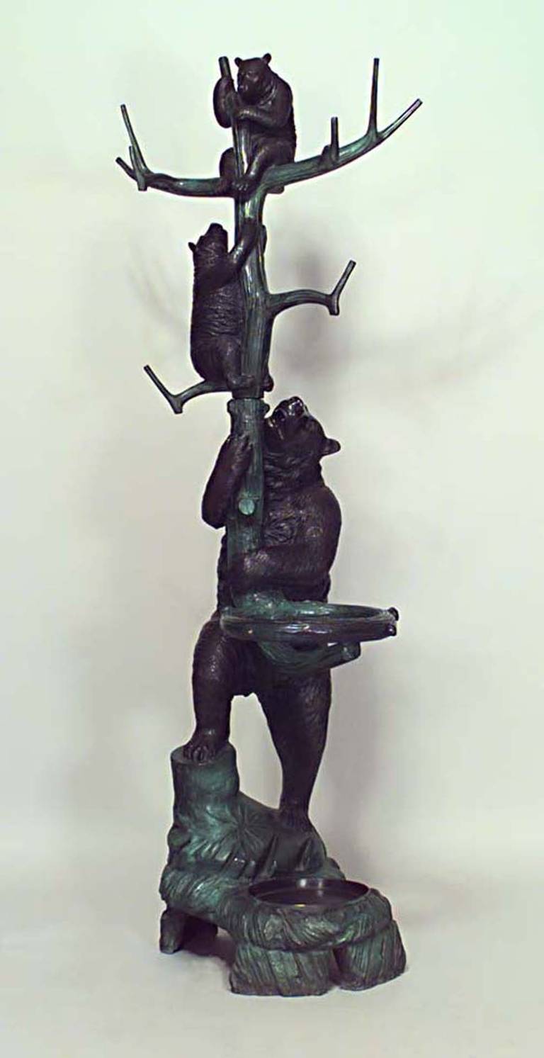 Tall 20th c. Black Forest Style Bronze Hatrack & Umbrella Stand In Good Condition In New York, NY