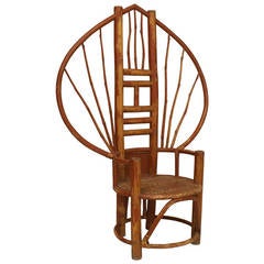 20th c. Asian Fan Back Bamboo Chair 5