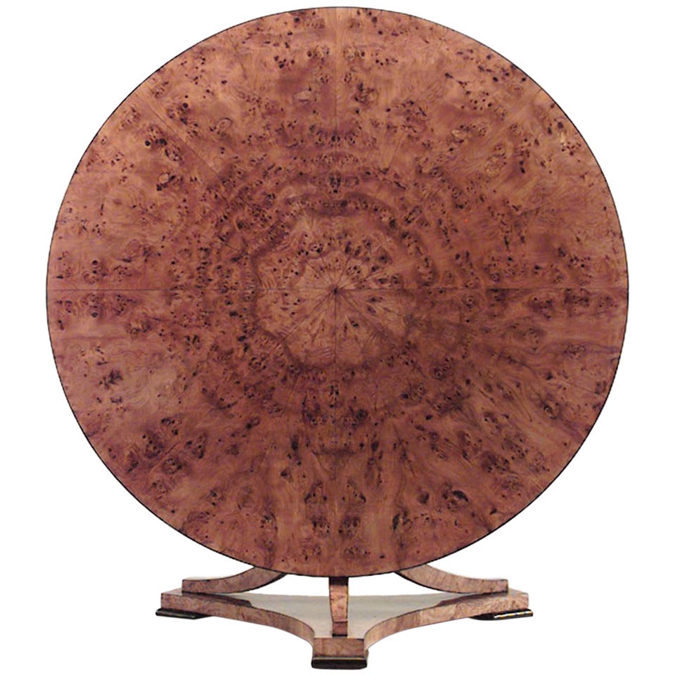 Austrian Biedermeier Burl Maple Sunburst Dining Table For Sale