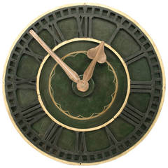 Large 19th c. English Green-Painted Clock Face 2
