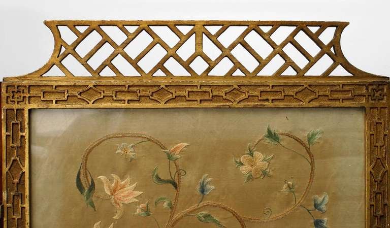 British 19th c. Chinese Chippendale Folding Screen For Sale