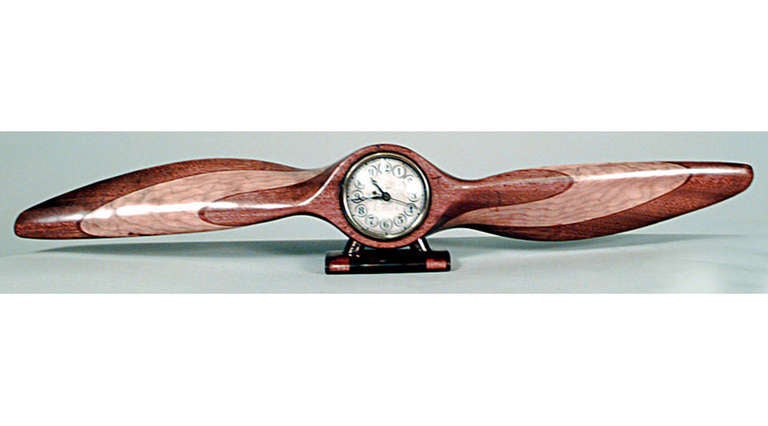 American Art Deco light wood propeller shaped desk clock (Waltham Electric) (Not working)
