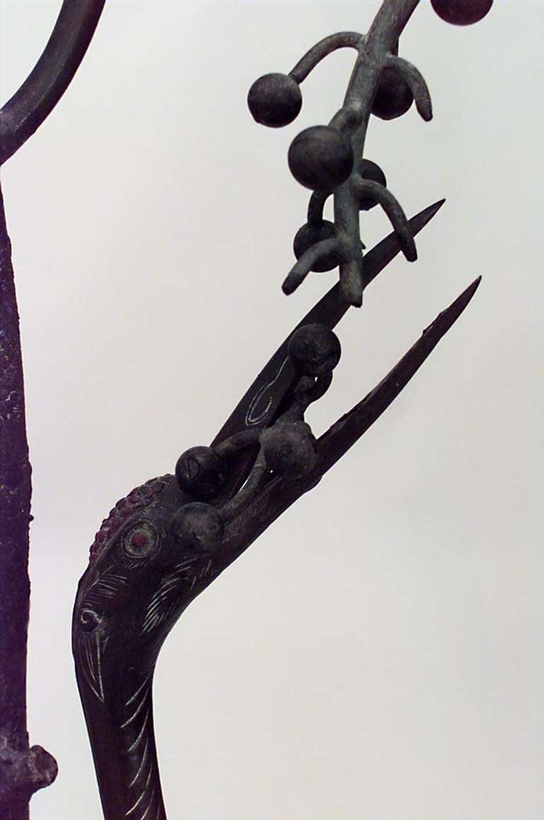 Français Lampadaire Heron en bronze Art Nouveau français en vente