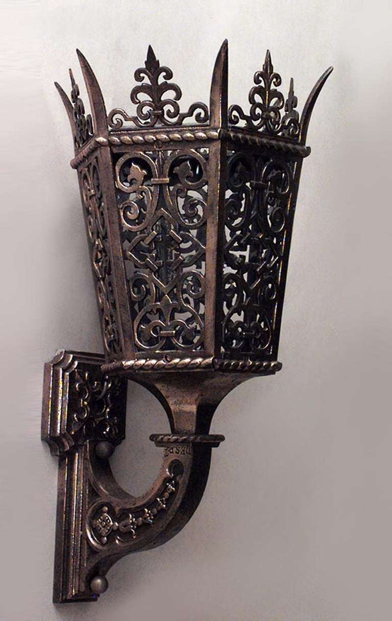 Pair of 19th c. American Bronze Outdoor Lanterns