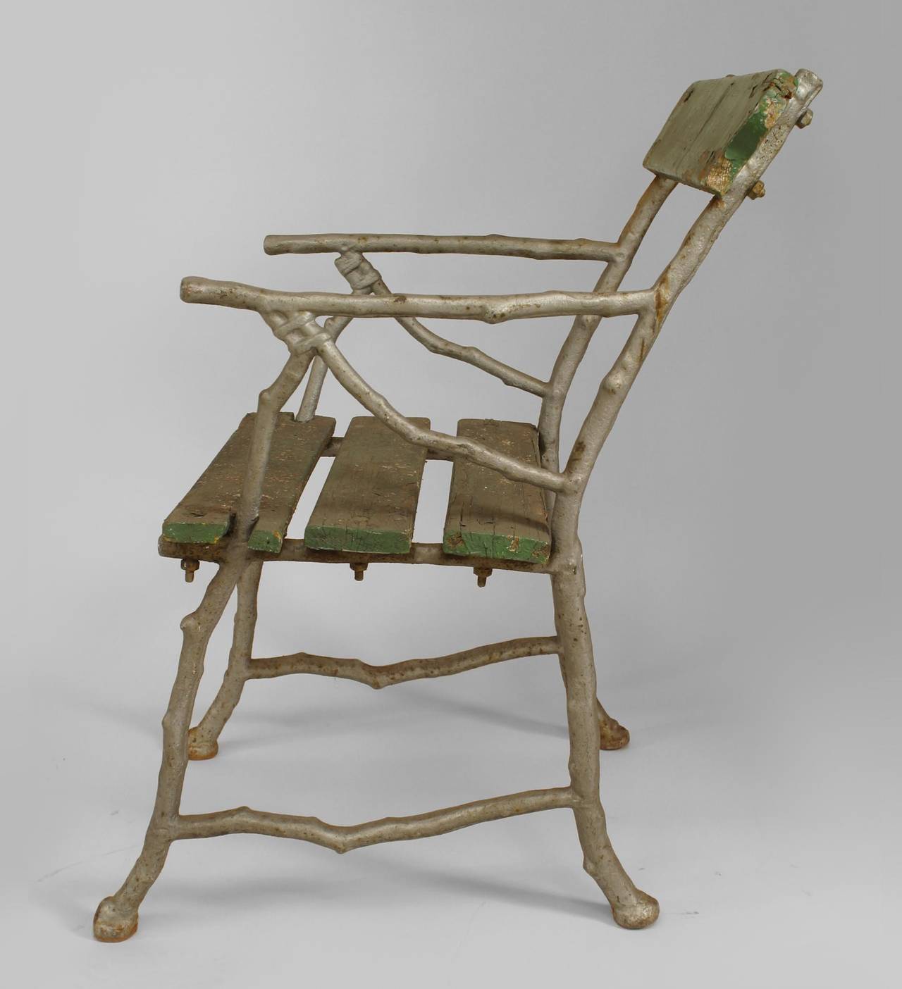 British Outdoor Victorian Faux Twig Chair For Sale