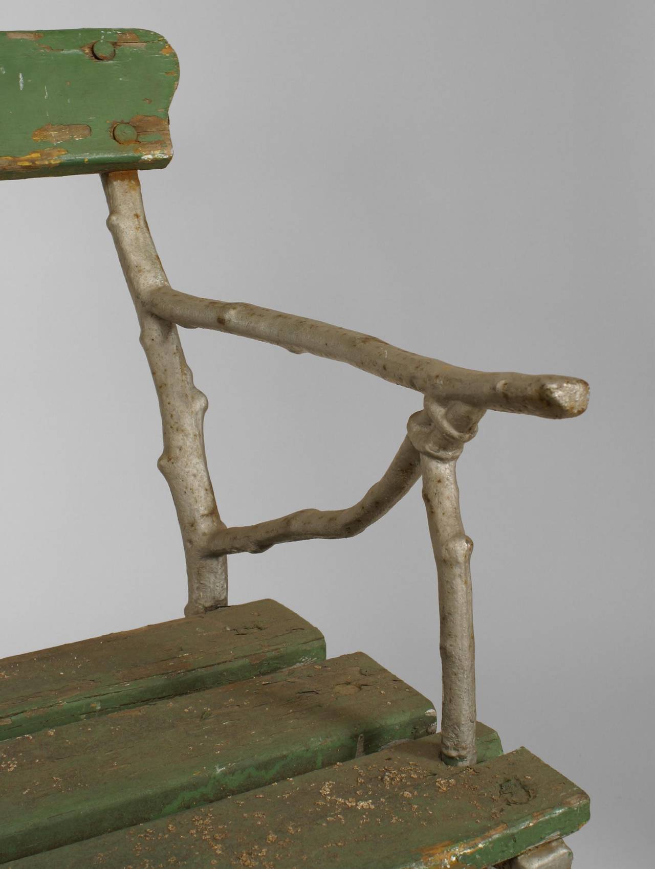 Iron Outdoor Victorian Faux Twig Chair For Sale