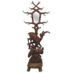19th c. Continental Black Forest Carved Walnut Hatrack 10