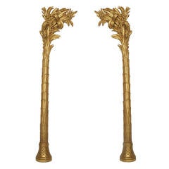 Large Pair of 18th Century Rococo Gilt Carved Palm Trees