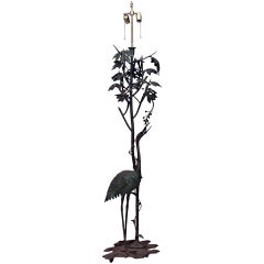 Stehlampe aus Bronze im Art nouveau-Stil aus Heron