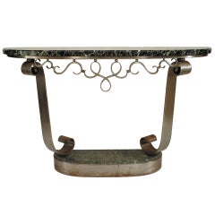 Raymond Subes French Art Deco Steel and Marble Console Table