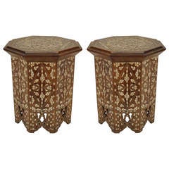 Pair of Middle Eastern Inlaid Taborets
