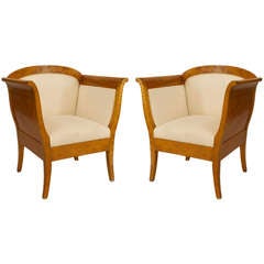 Pair of Swedish Biedermeier Upholstered Birch Bergeres 11