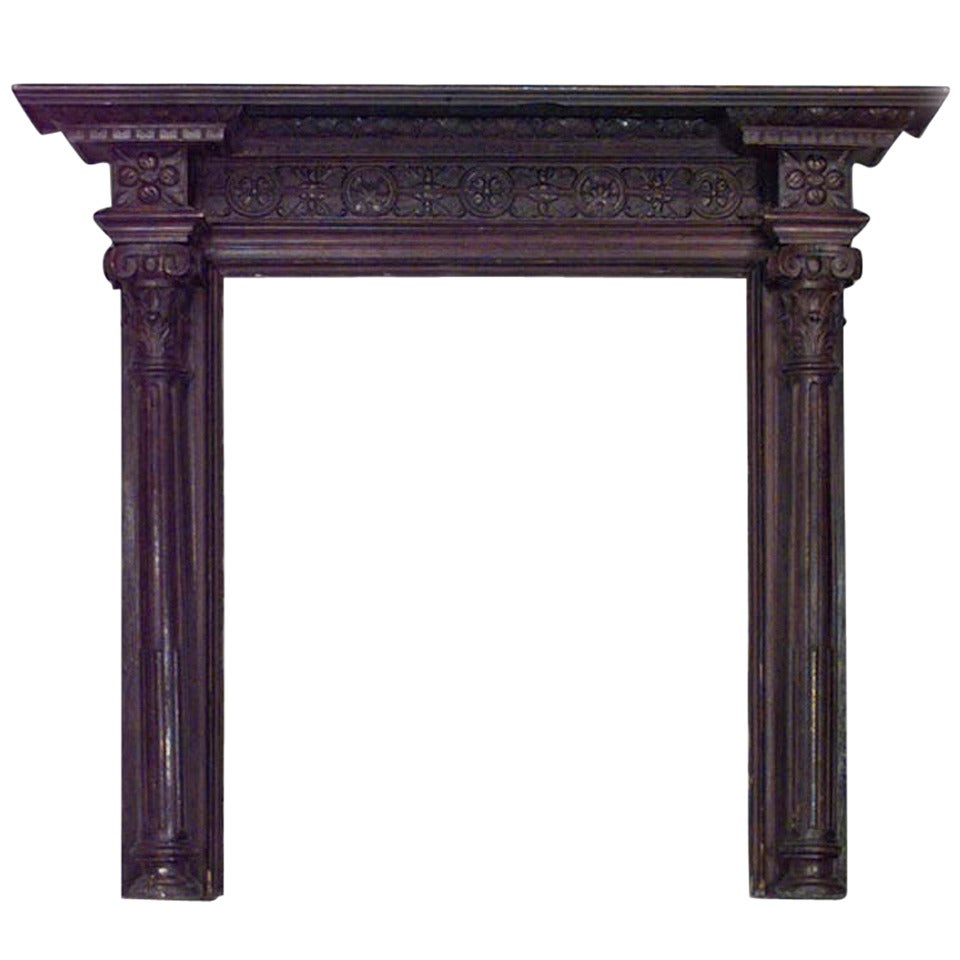 Turn of the Century Georgian Style Stained Oak Mantelpiece For Sale