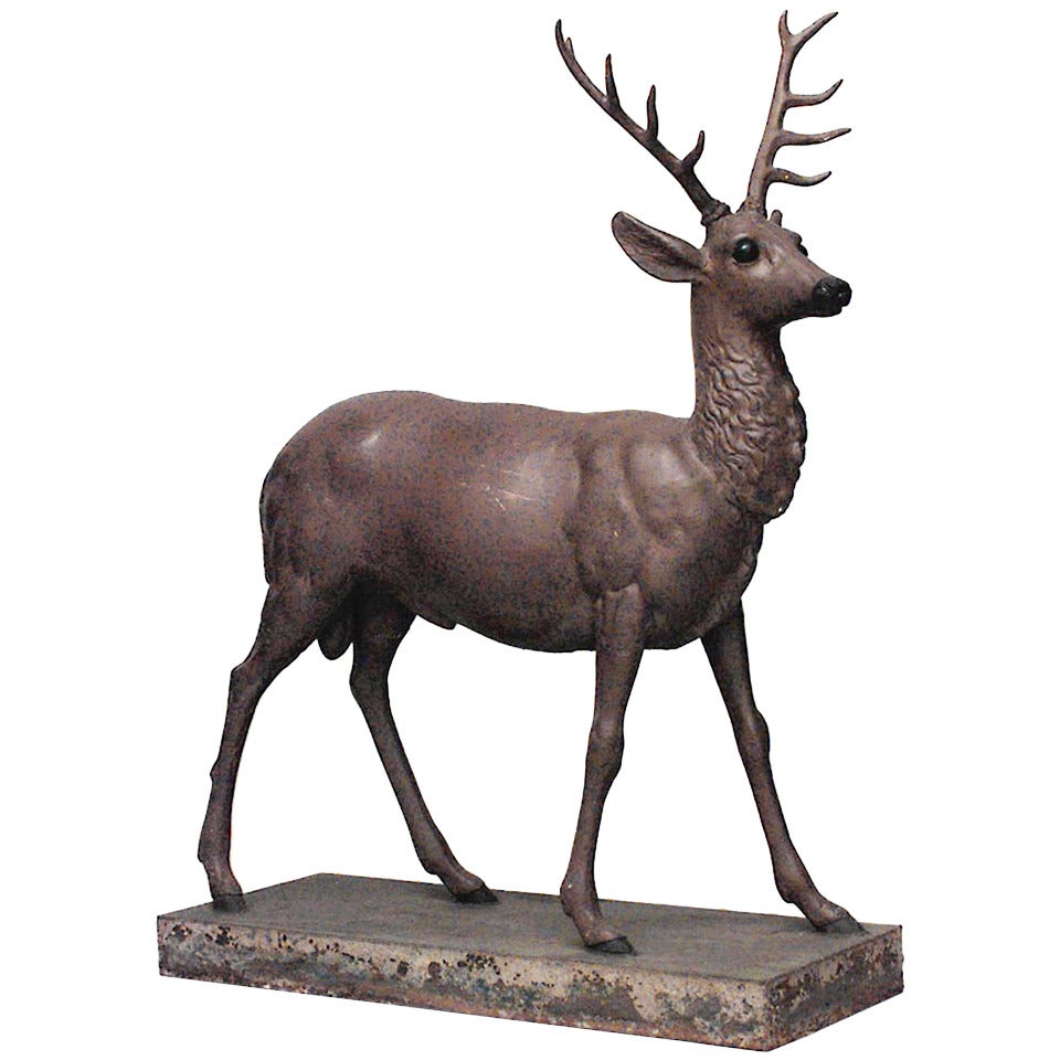 Outdoor Country Iron Deer Statuary For Sale