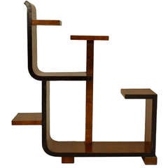 French Art Deco Asymmetrical Walnut Etagere 4