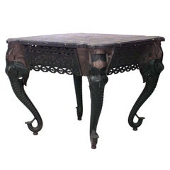 Indian Iron Center Table with Butterfly and Elephant Design