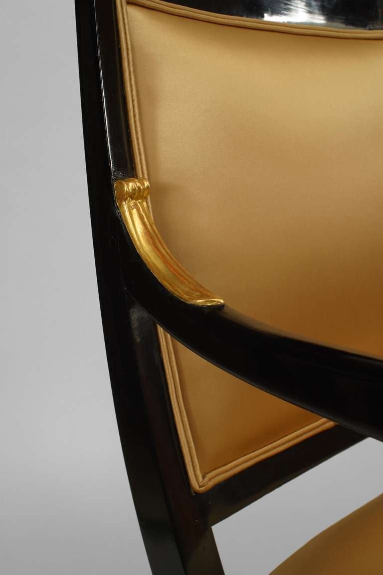 Pair of Austrian Biedermeier Ebonized Upholstered Armchairs For Sale 2