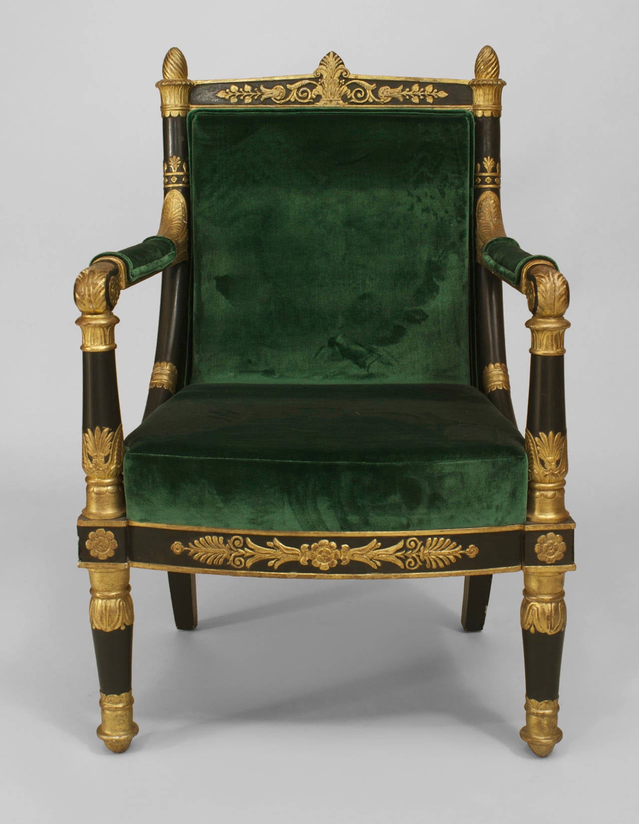Wood Pair of Late 18th or Early 19th c. French Empire Gilt Carved Armchairs