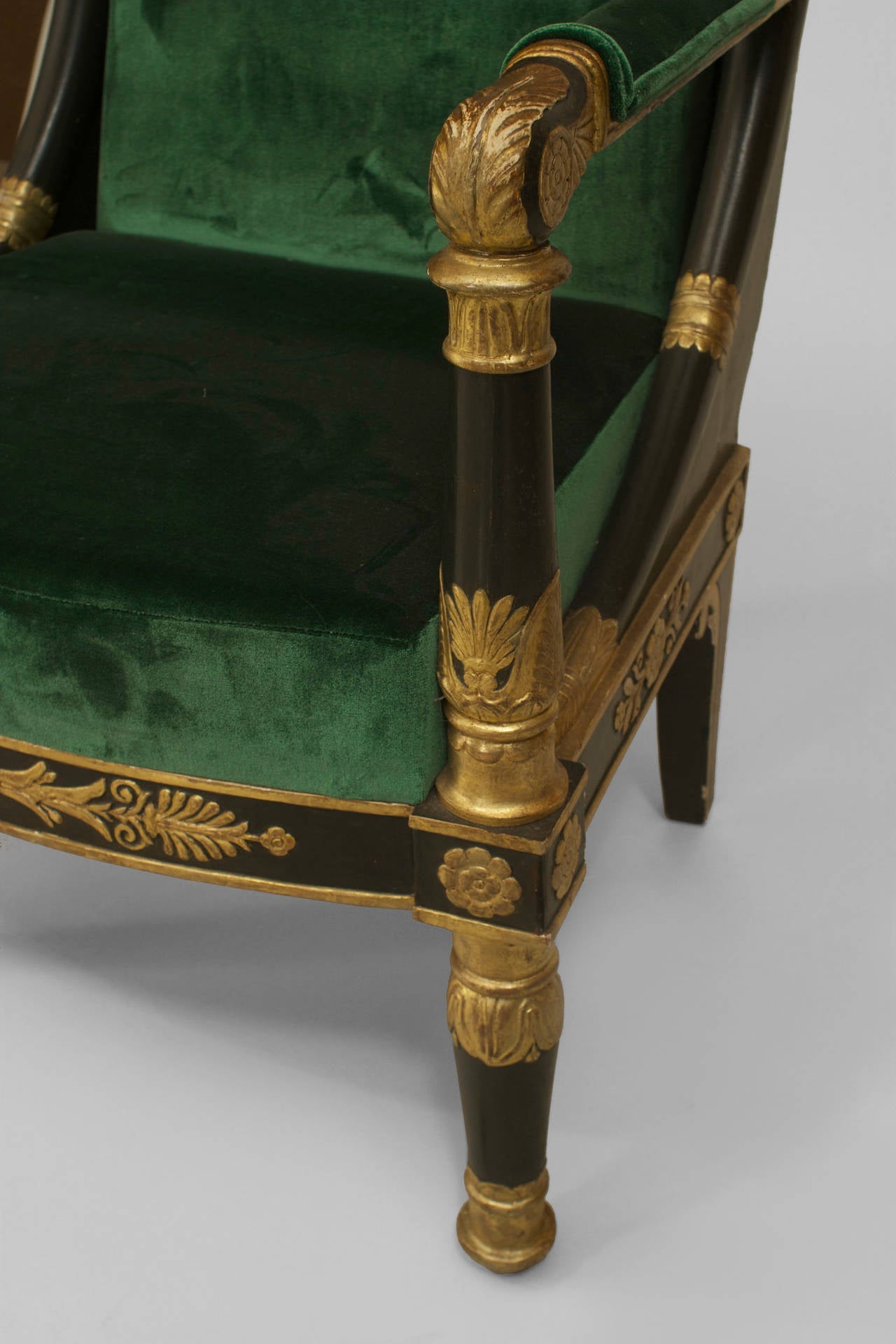 Pair of Late 18th or Early 19th c. French Empire Gilt Carved Armchairs 1