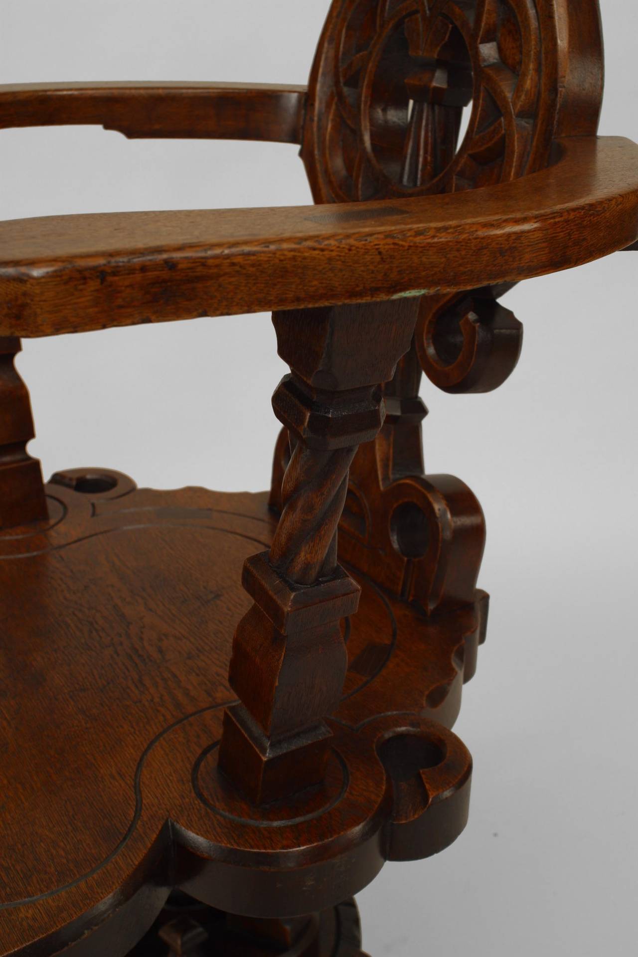 Late 19th Century German Arts and Crafts Oak Swivel Chair by Verkaufshalle Frankfurt For Sale