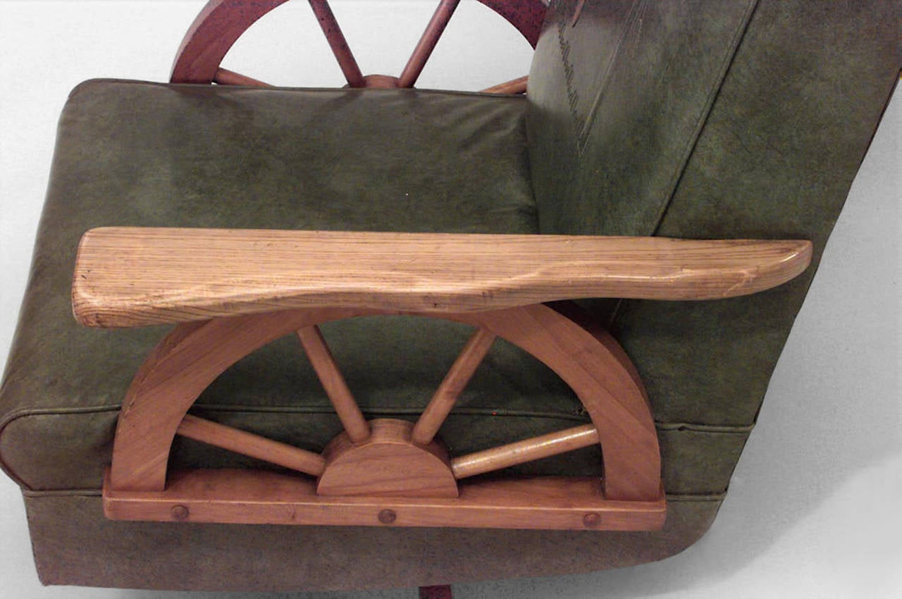 Rustic 1940's American Western Wagon Wheel Easy Chair