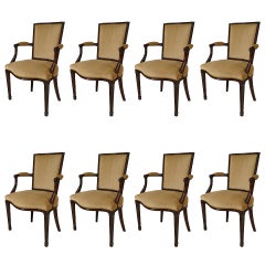 Set of 8 19th c. English Adam Style Dining Armchairs