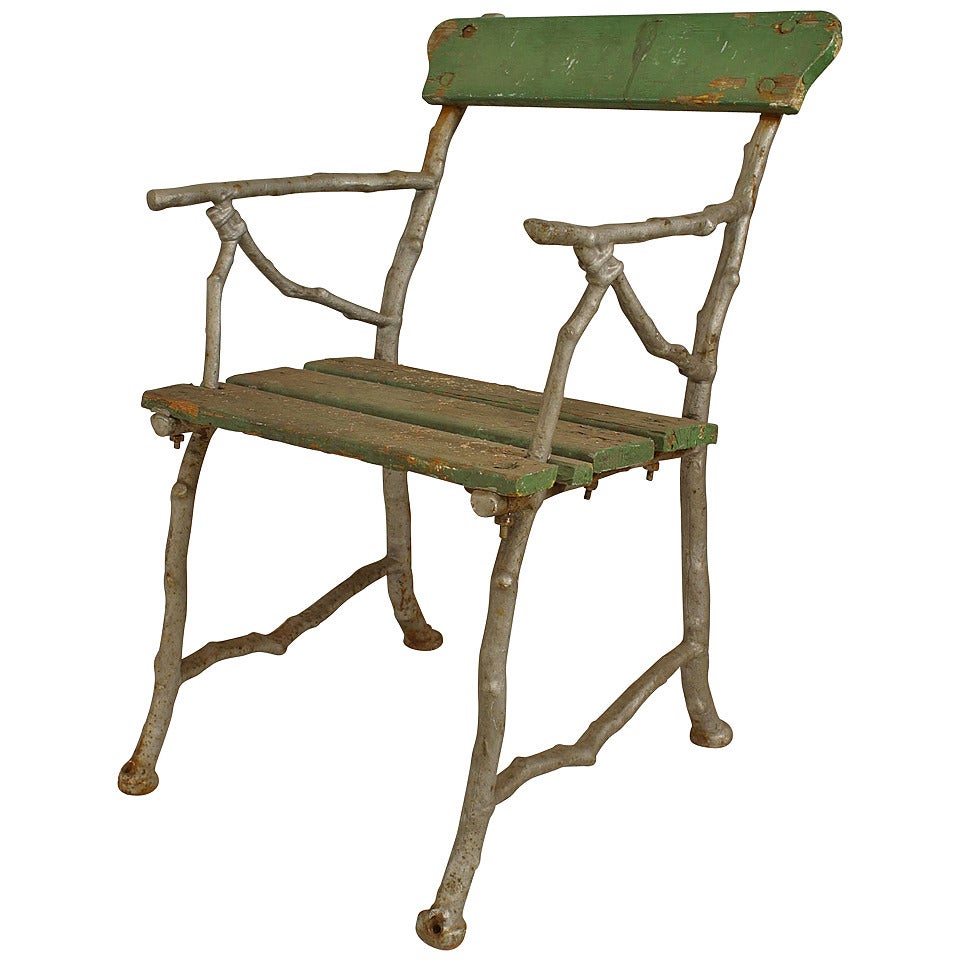 Outdoor Victorian Faux Twig Chair For Sale