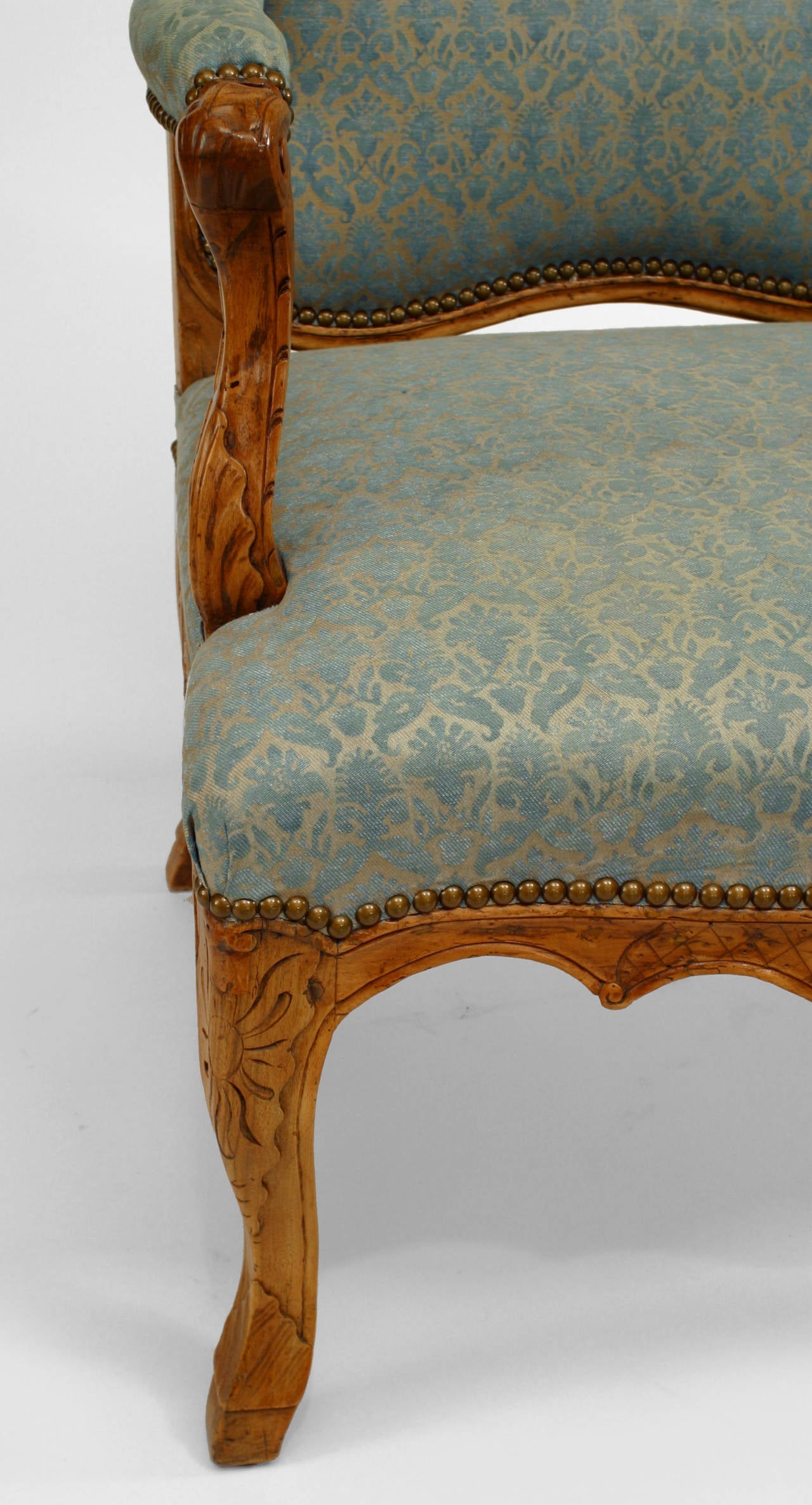 Pair of French Louis XV Beech Armchairs For Sale 1